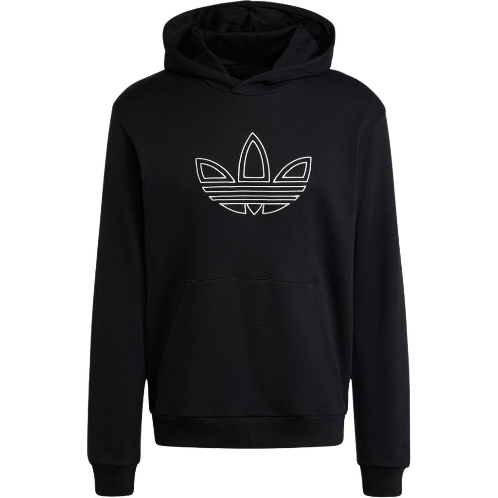 Adidas Originals Trefoil Hoodie FW24 Outline Series Fashion Comfortable Soft Hooded Sweatshirt Men Hoodies Black JJ1506
