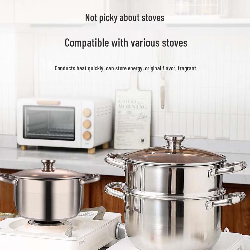 BSK 304 Stainless Steel Double-Layer Steamer Pot