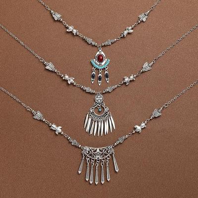 Náhrdelník na čelo s střapcem v tibetském stylu: Retro etnický přívěsek na obočí a ozdoba na čelenku pro ženy