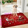 Non-Slip Christmas Slogan Doormat Washable Indoor Holiday Rug with Santa Reindeer Design for Front Door Decor