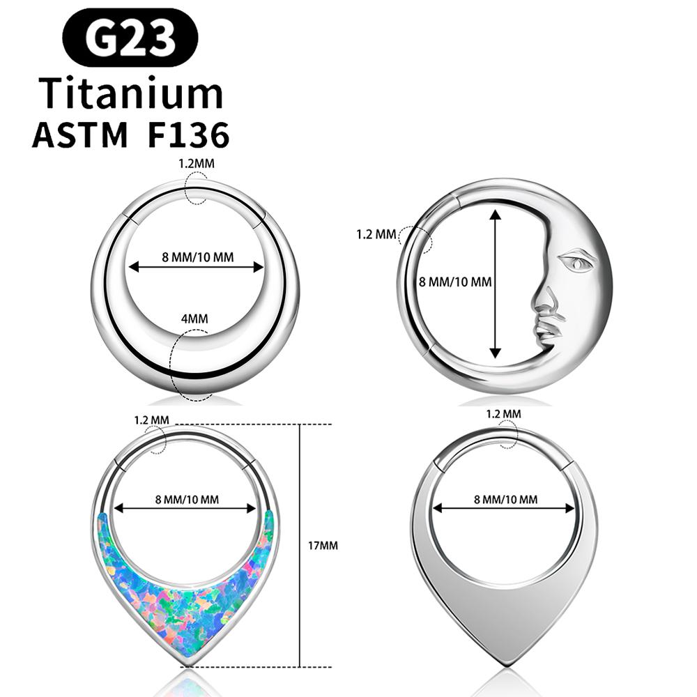 G23 Titan Spiegel Mond Wassertropfen Nasenring Septum Piercing Clicker 16G Segment Tragus Knorpel Daith Creolen Schmuck