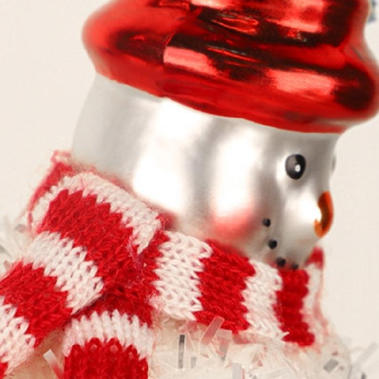 2 Pieces Glass Santa and Snowman Baubles Christmas Tree Hanging Ornament Seasonal Home Decoration for Window Door