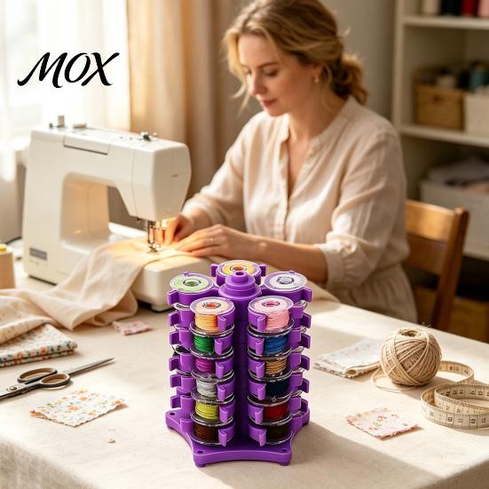 Thread Storage Solution Bobbin Holder Tower, Rotating Organizer, Detachable Sewing Room Decor Clips, Tangle-free for Quilting Enthusiasts Organization
