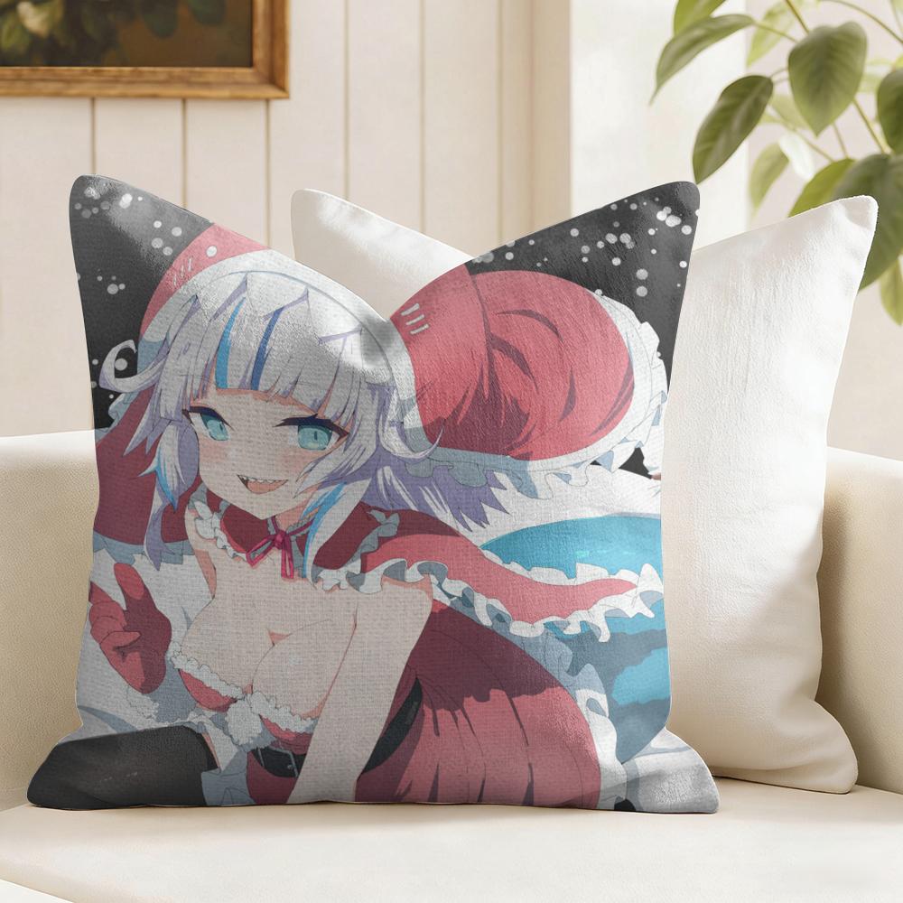 Anime Girl GGawr GGura Cushion Cover Eco Linen Pillow Case DoubleSided Print Breathable Durable Zipper Home Decor Gift