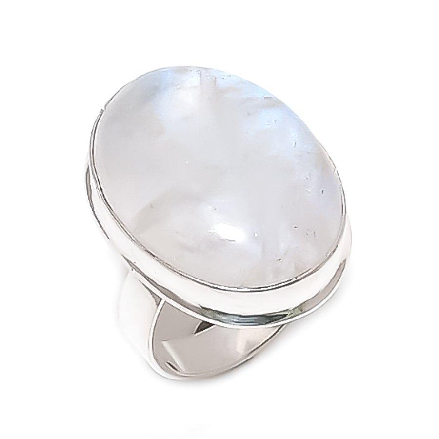 

Лунный камень Драгоценный камень Ювелирное изделие из стерлингового серебра 925 пробы Кольцо Размер 9