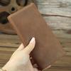 Vintage Crazy Horse Leather Men's Bifold Wallet - Genuine Top-Grain Cowhide Long Wallet with Money Clip