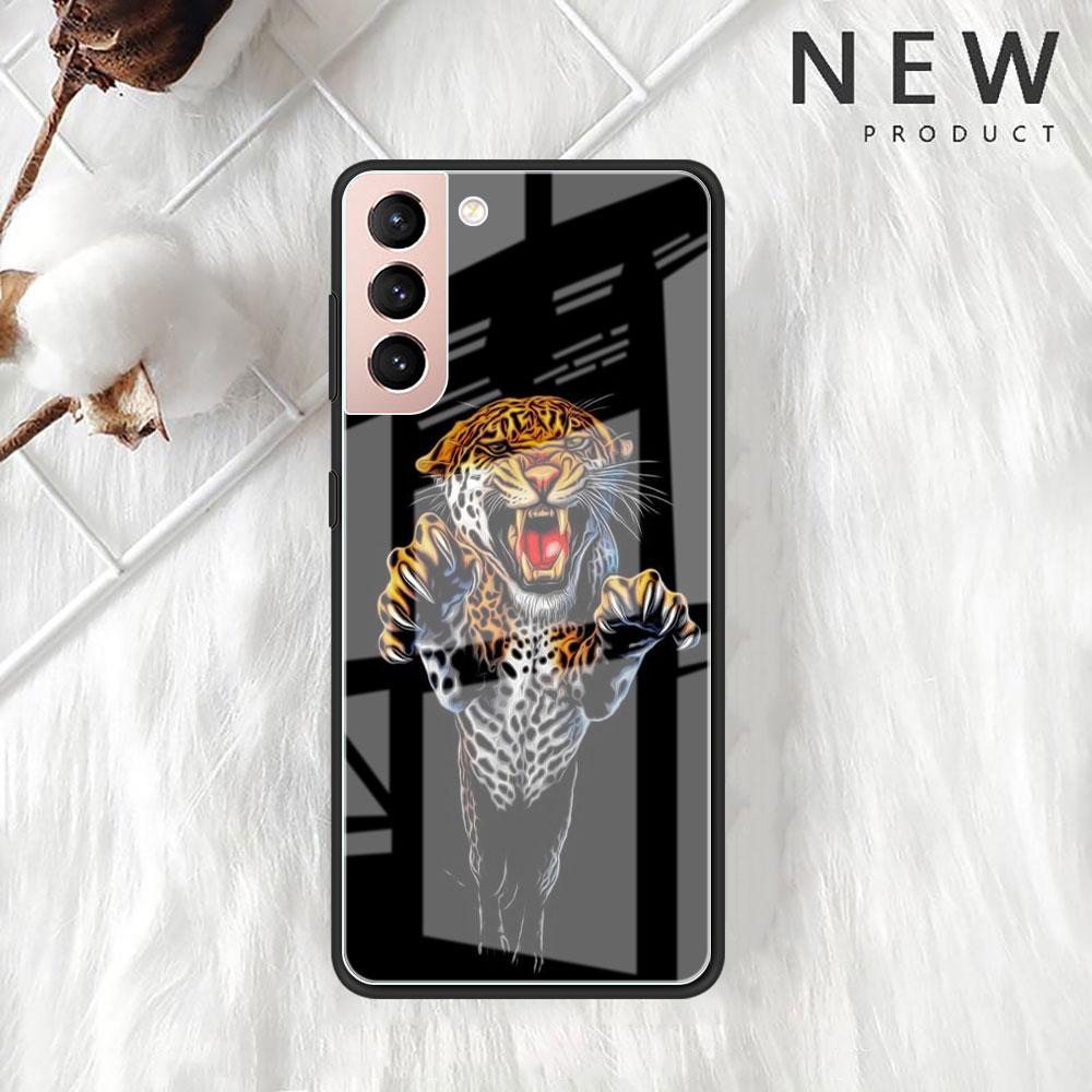 Husă de Sticlă cu Animal Tigru Pentru Samsung Galaxy S22 S20 FE S21 Plus Husă Telefon S10 5G S9 Note 20 Ultra 10 Lite Carcasă