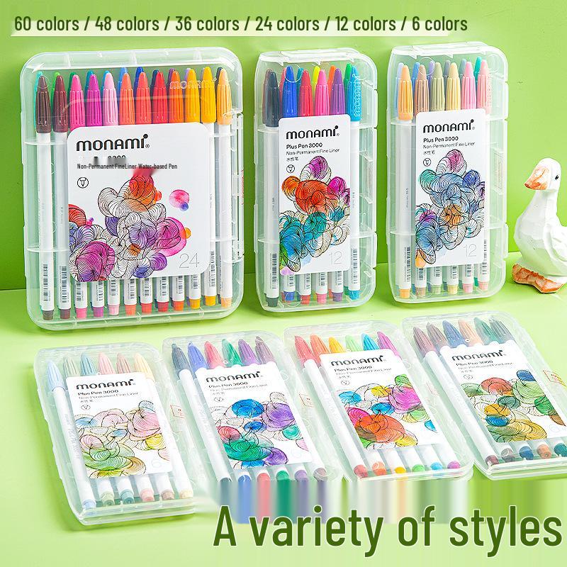 MONAMI Munami 3000 Vezel Waterverf Fijnpunt Pen Set, 24 Kleuren