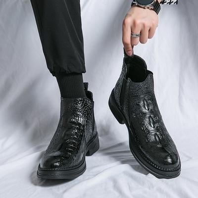 Scarpe Alte Uomo Nuova Moda Britannica Scarpe Formali Uomo Motivo Coccodrillo Scarpe Casual da Lavoro Uomo Scarpe per Abito da Sposo