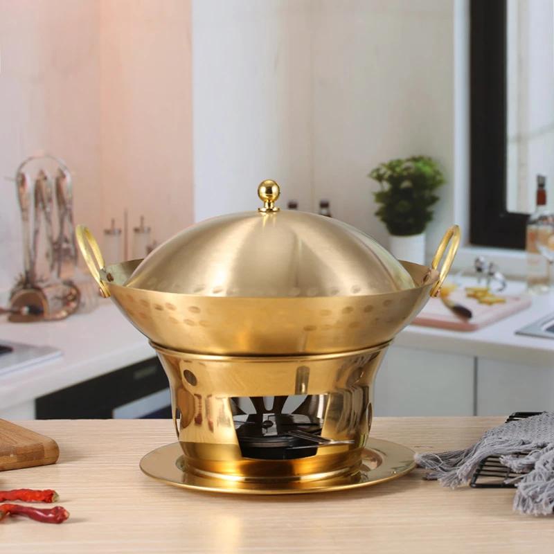 Pure Copper Dry Pot Cooking Hot Pots Thickened Creative High-grade Pot  Golden Alcohol Stove Panela Cooking Pot Pots and Pans