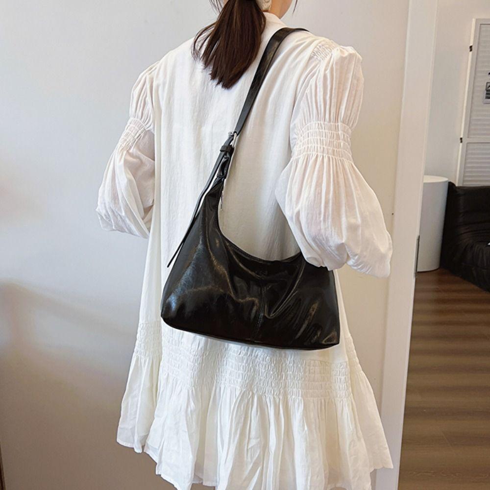 

Zipper Half Moon Shoulder Bag Half Moon Shape Women Handbag PU Leather Crossbody Bag Girls/Female