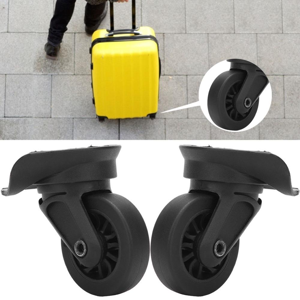 1 Pair PP+PET Roller Mute Suitcase Wheels 360 Degree Swivel Black Replacement Casters Suitcase Replacement Wheels