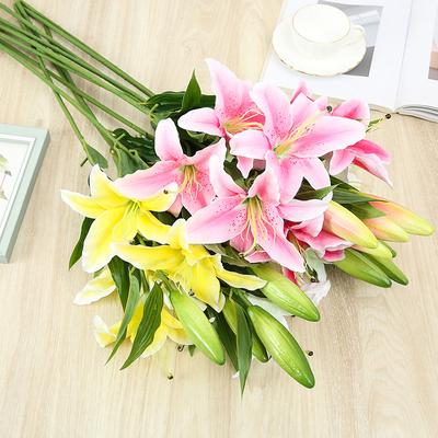 78cm Realistická ľaliová vetva Umelé kvety Biele falošné kvety Flores na svadbu Domová záhradná dekorácia