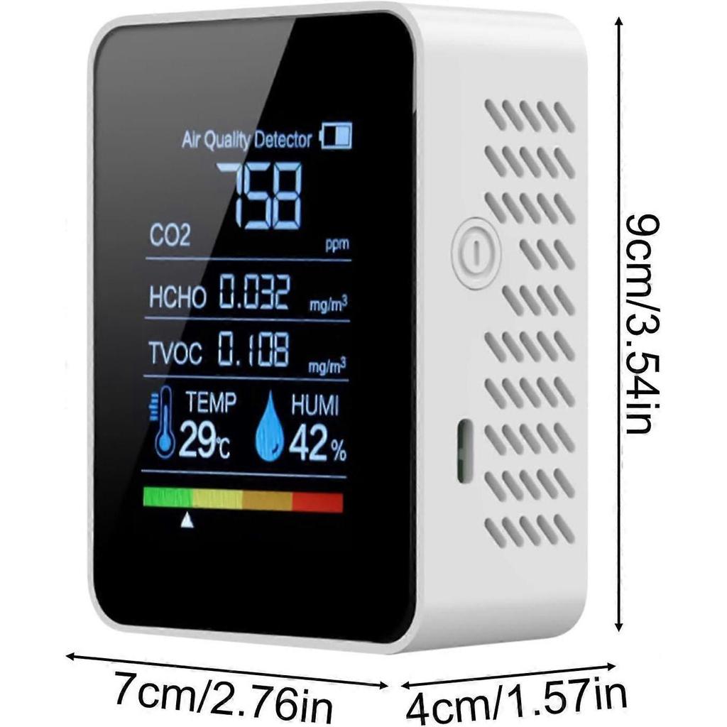 Portable Air Quality Monitor with Clear Display for Carbon Dioxide in Greenhouses and Bedrooms for Safety