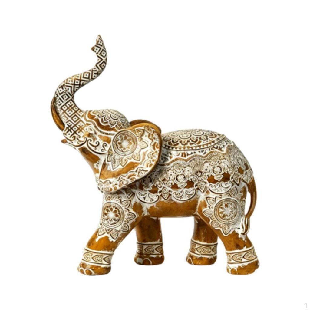 Elephant Figurine Decorative Sculpture Ornate for Art Collectors, Living Room, Office,
