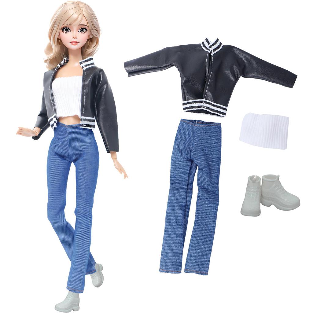 11.5'' Girl Doll Clothes with Shoes Mixed Style Winter Coat Blouse Pants Dress 11.8'' 30cm Doll Boots Accesories Toy