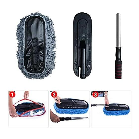 Car Wash Mop, Telescoping Waxing Duster, Dirt Removal, No Scratch, Water Wiping, Anti-Static, Car Cleaning, Car Wash Goods, Gray
