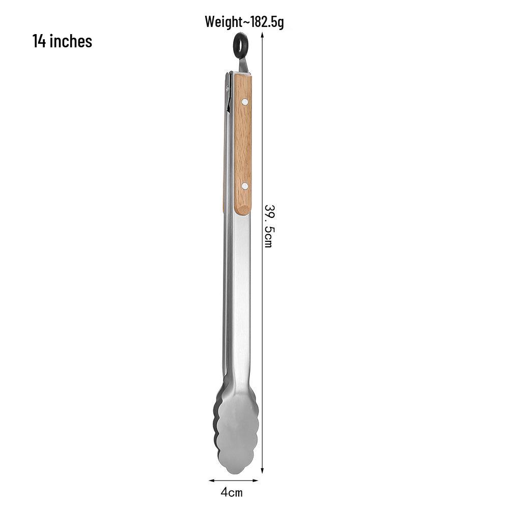 Eichengriff Edelstahl Grillzange - Koreanischer Stil Grillen mit Überlänge