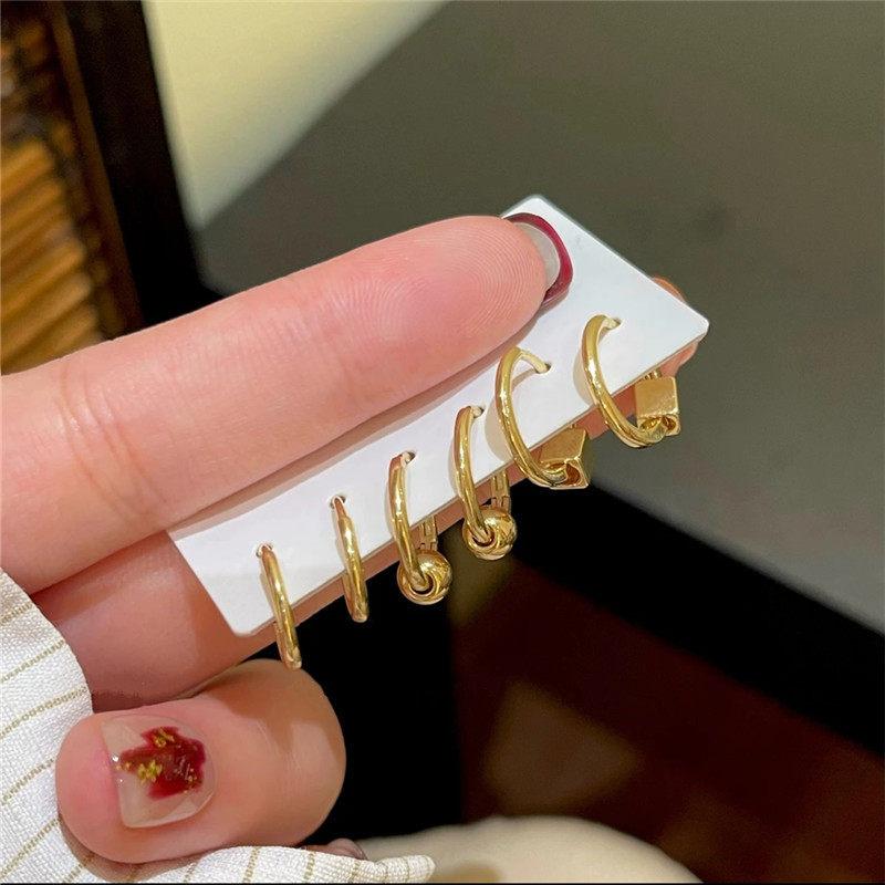 6Pcs/Set Simple Zircon Huggie Hoop Earrings For Women Silver Color Tiny Round Circle Punk Unisex Rock Earring Jewelry Gifts