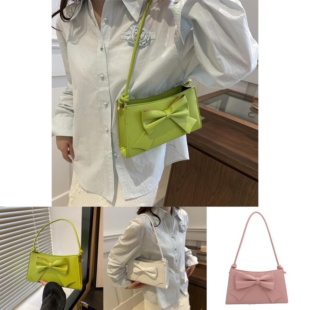 Sophisticated Bowknot Handbag For Women 2024 Summer Street Style Medium Crossbody Bag In Pu Leather