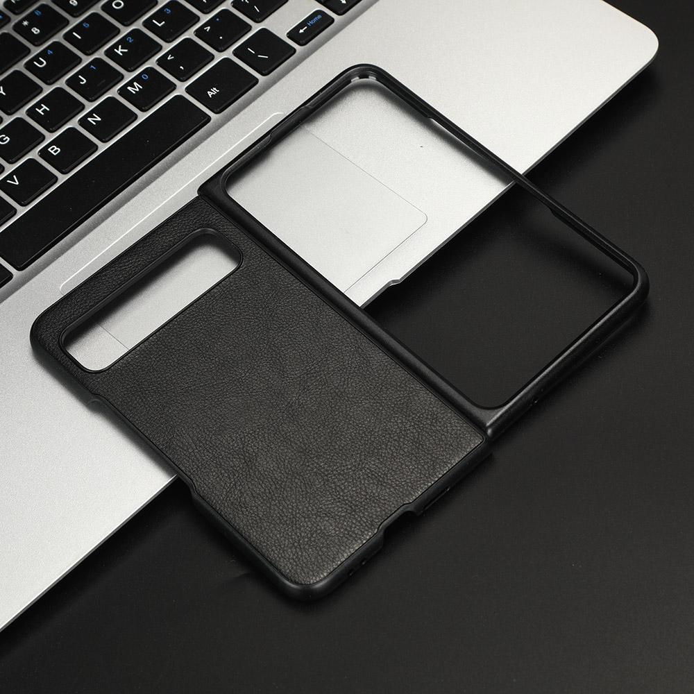 

For Google Pixel Fold PU Leather Coated PC Hard Cell Phone Case Litchi Texture Shockproof Cover Black