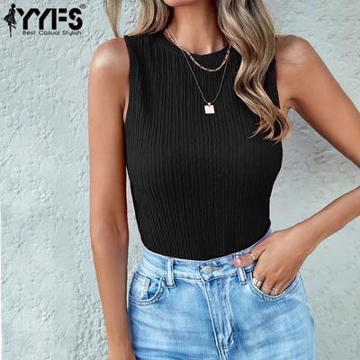 Women's Fashion Casual Summer Spring Solid Color Print Sleeveless O-Neck Blouses & Shirts