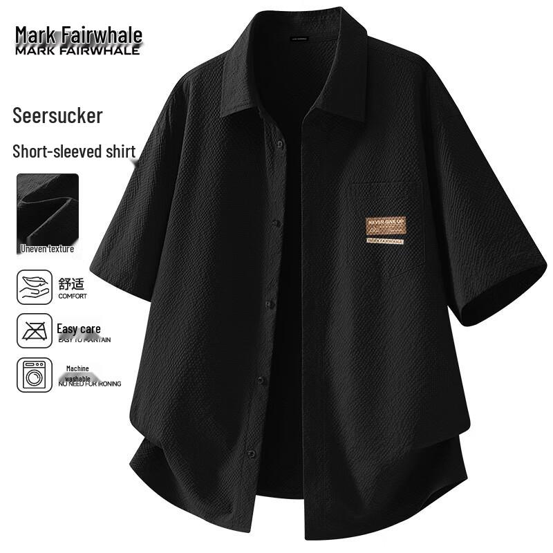 Mark Fairwhale Men s Casual Easy-Care Short Sleeve Lapel Shirt M