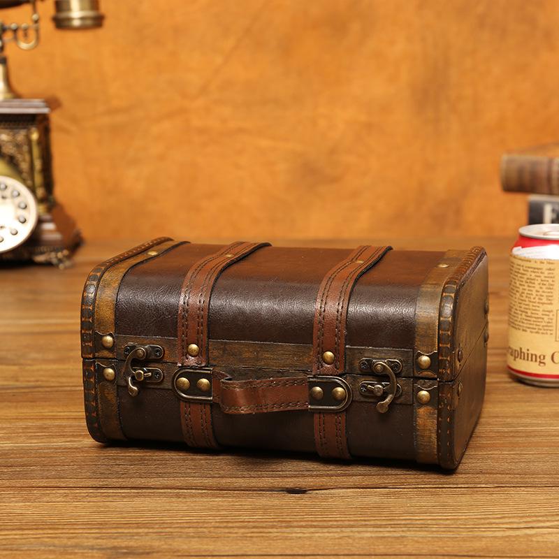 Vintage Wooden Suitcase for Storage & Photography Props
