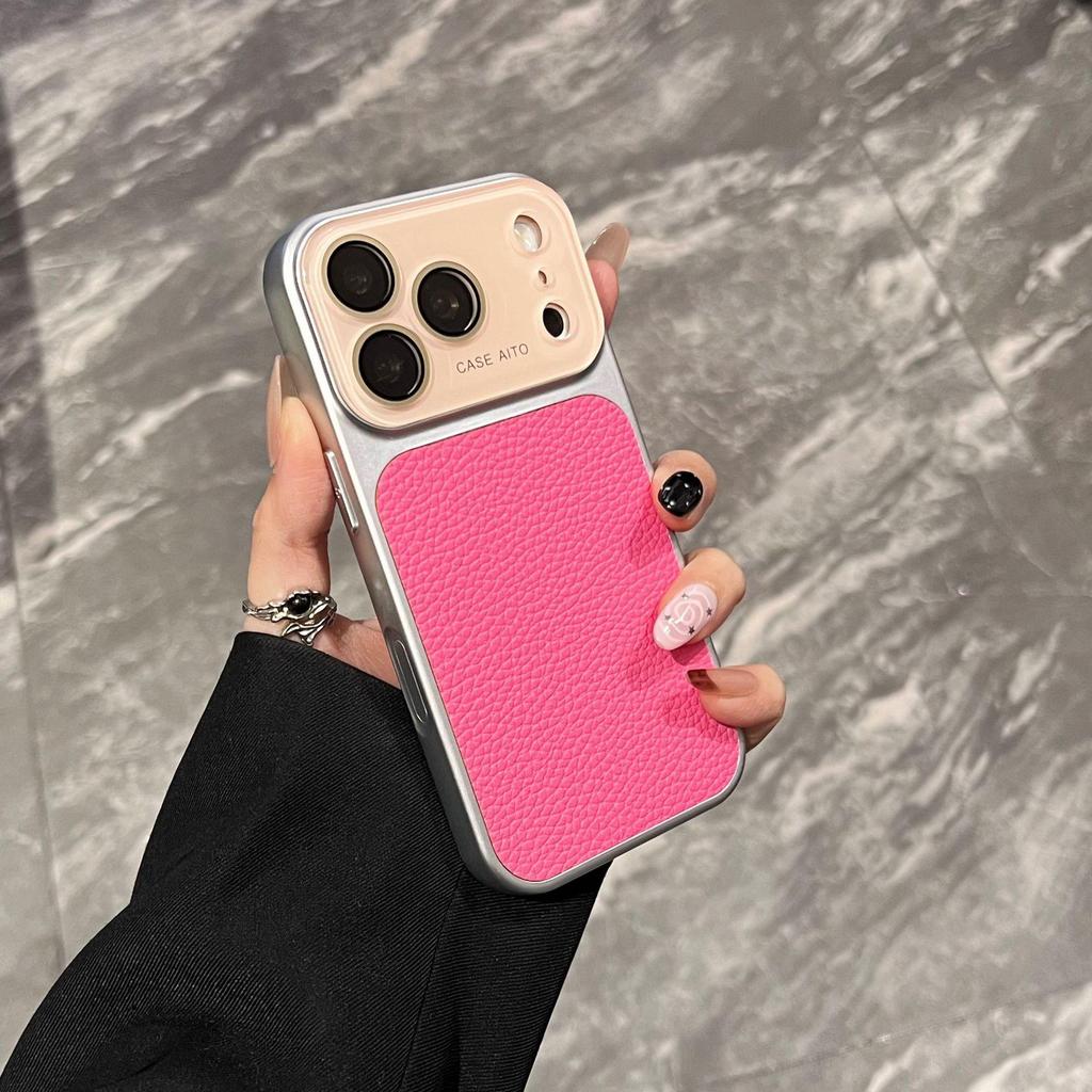 iPhone 17 Pro Max Lychee Pattern Leather Texture Case, Full Coverage for Apple 16