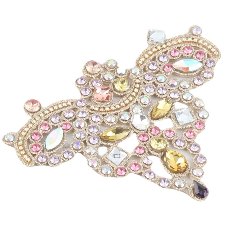 2pcs Embroidery Applique Rhinestone Applique Patches For Clothing Accessories розовый