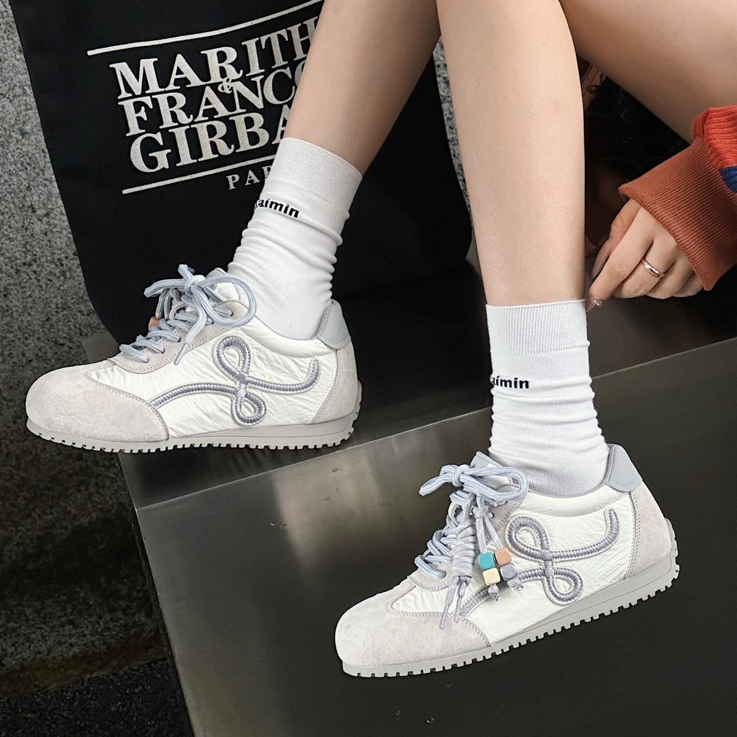 

Wang Yibo Yang Mi thick-soled women s retro ugly cute lace-up casual sneakers little white shoes 35