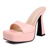 Sexy Women's Slippers Peep Toe High Heels Platform Mules Summer Shoes 2025 Outdoor Designer Luxury Gold Silver Pink Slide Ladies