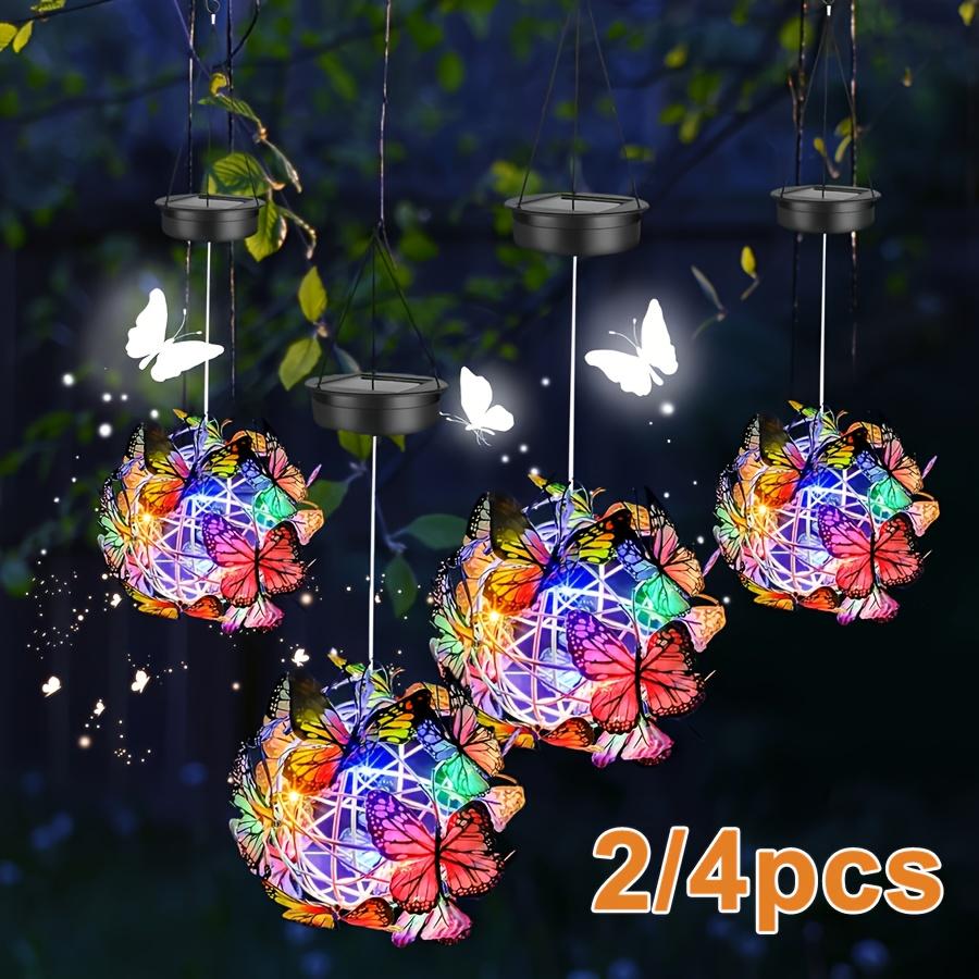 Outdoor Solar Garden Light Metal Home Decorative Nightlight Butterfly Pendant Waterproof Butterfly Round Ball Light Weaving Mesh