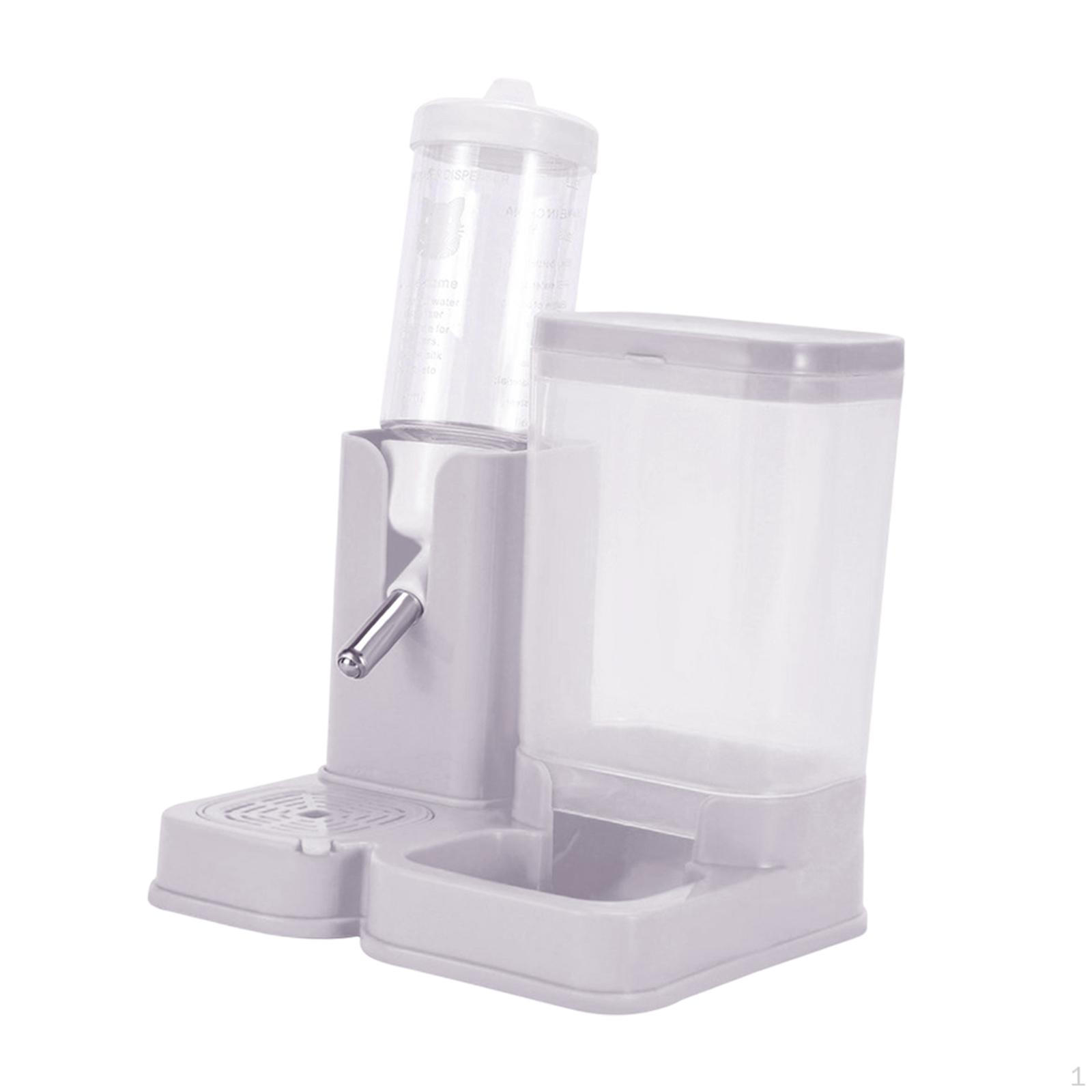 

Hamster Water Bottle with Bowl And Large-capacity Automatic Food Dispenser for Small Animals, серый