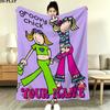 Custom Name Groovy Chick Print Flannel Blanket, High Quality Comfortable for All Seasons, Home Decor, Warmth and Comfort, Perfect for Christmas Gifts