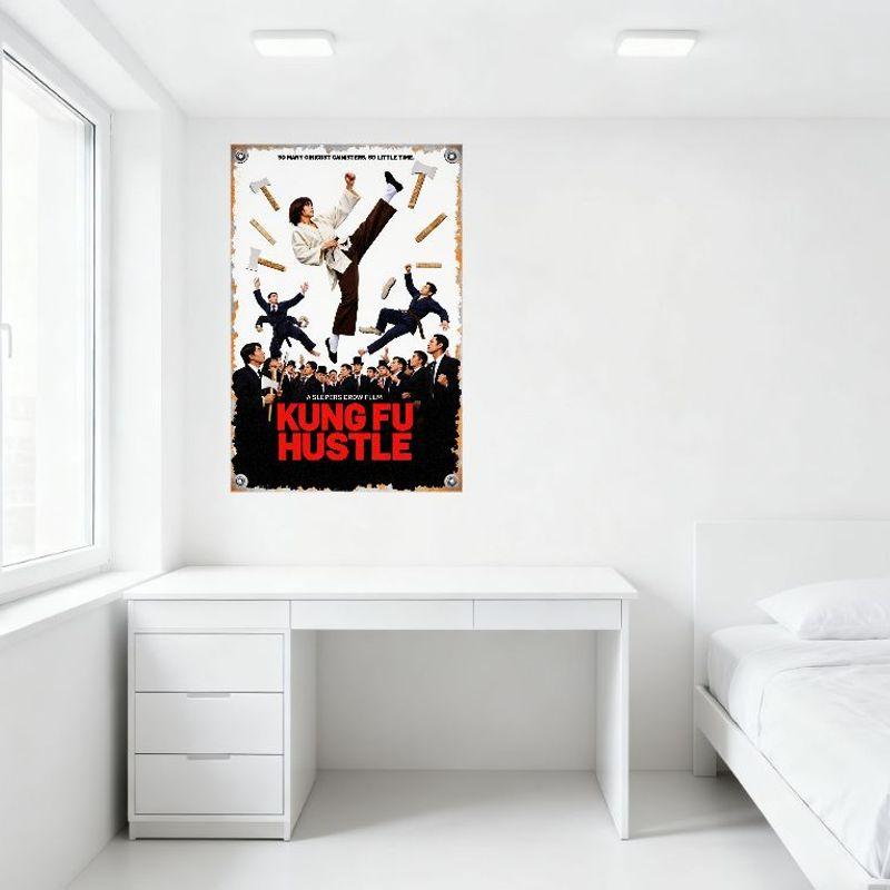 Kung Fu Hustle Stephen Chow Film Metallplåt Skylt Vintage Kampsports Komedi Väggplatta för Hem Bar Café Dekor