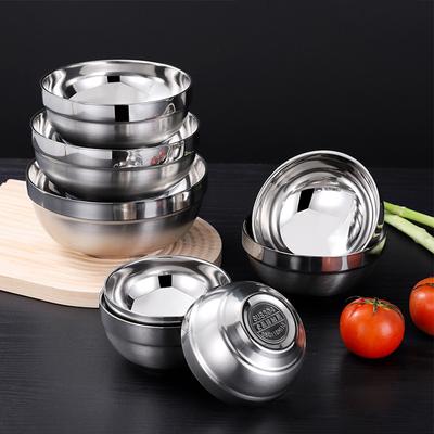 Stainless Steel Bowl Double Layer Thickening Bowl For Family Kitchens Outdoor Picnics Salad Bowl Deep Dish Tableware