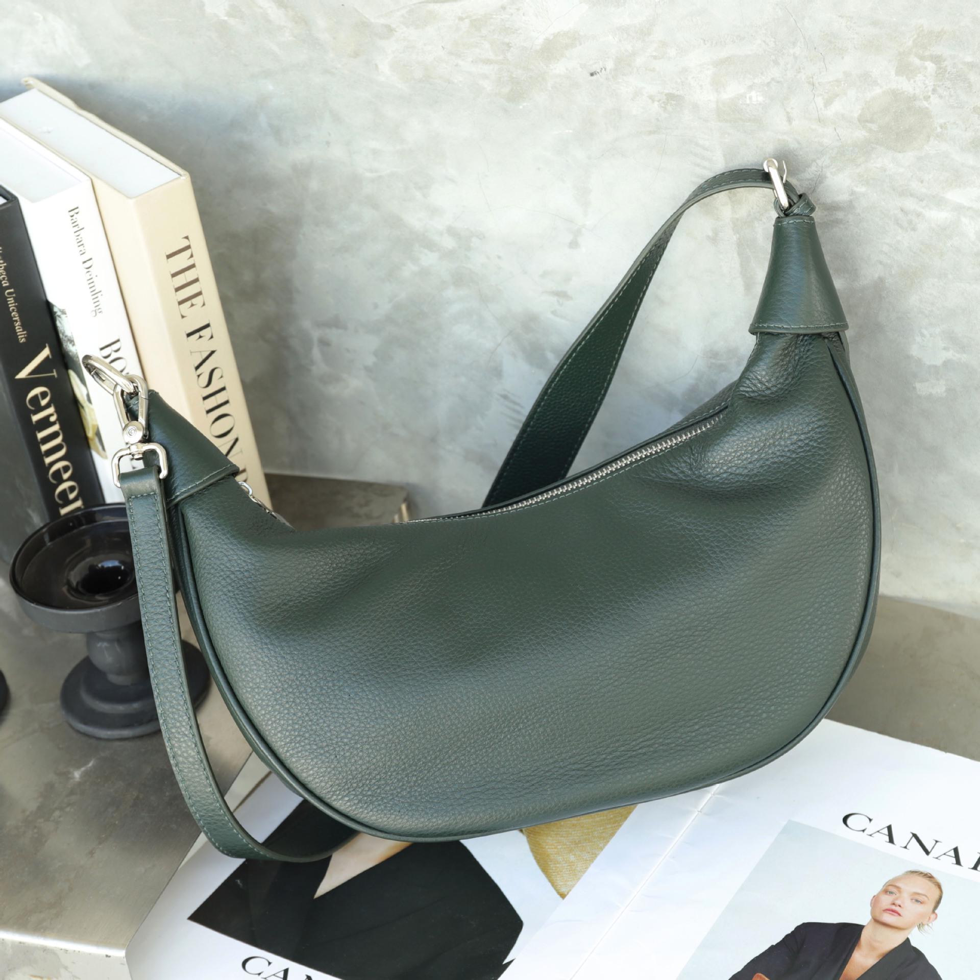 

2025 Women s Genuine Leather Croissant Shoulder Bag 32x11x13 cm