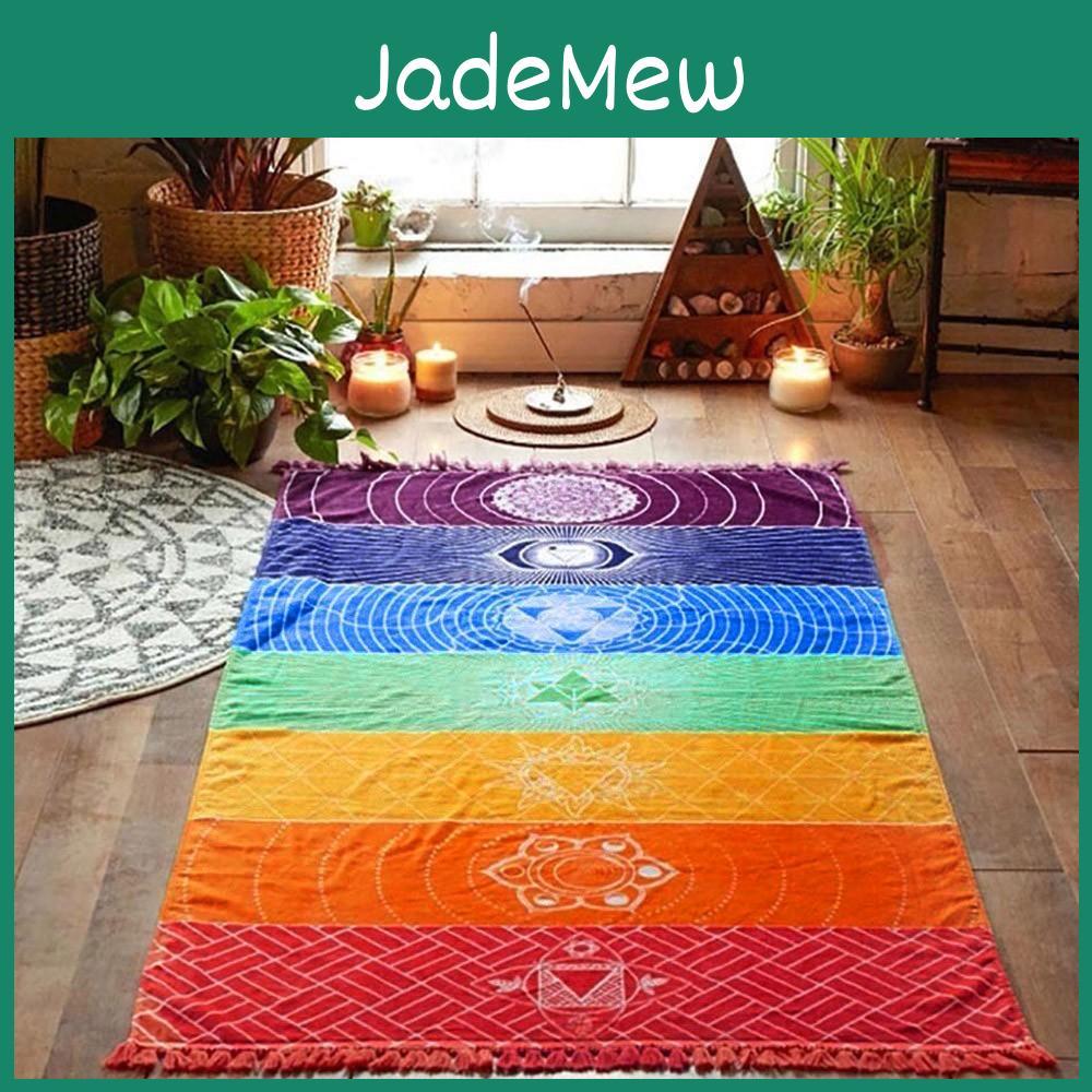 Mat Hot Blanket Rainbow Beach Wall Hanging Tapestry Stripe Towel Yoga