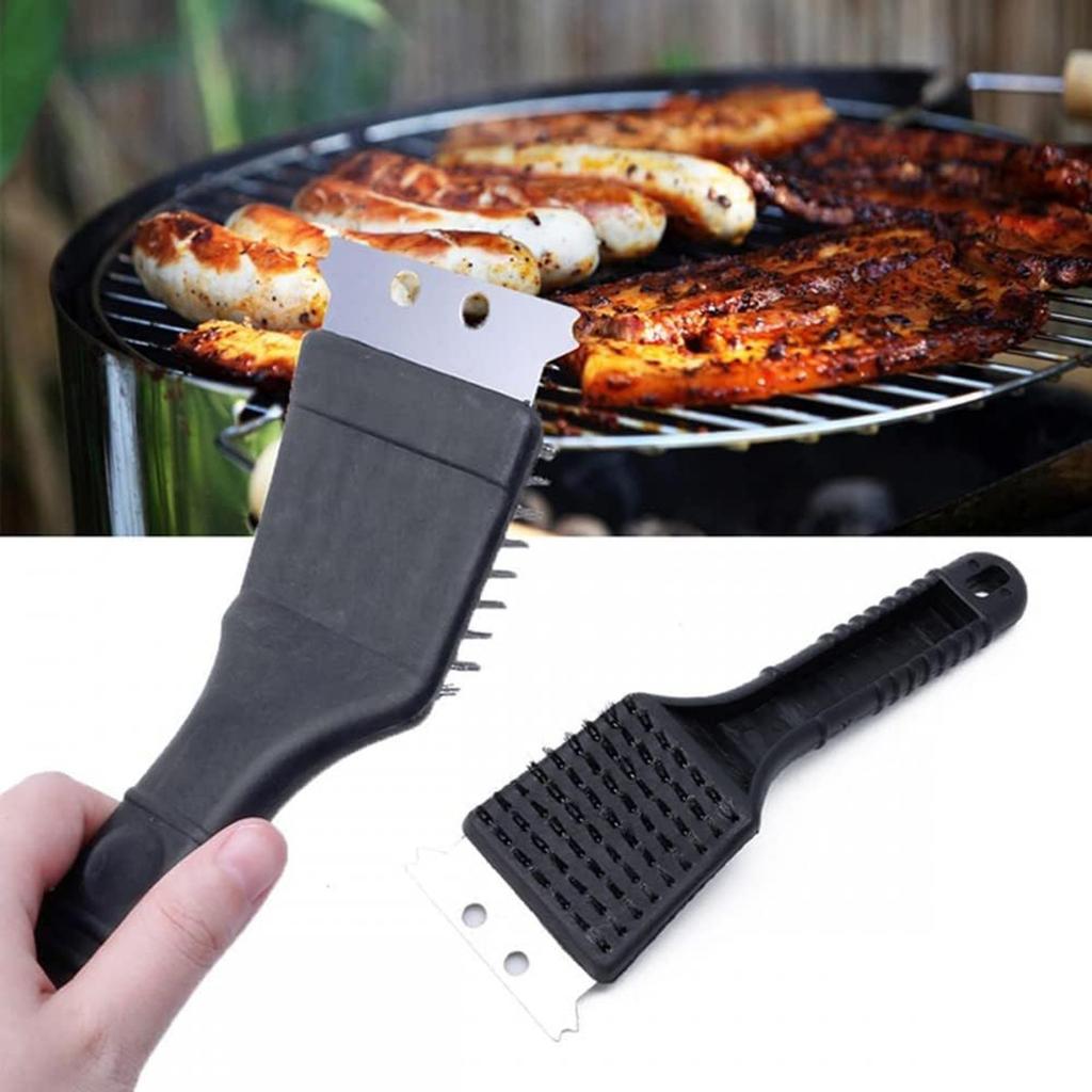 2 In 1 Steel Wire BBQ Barbecue Grill Oven Cleaner Cleaning Brush Metal Scrapers Bird Cage Scraper Brush