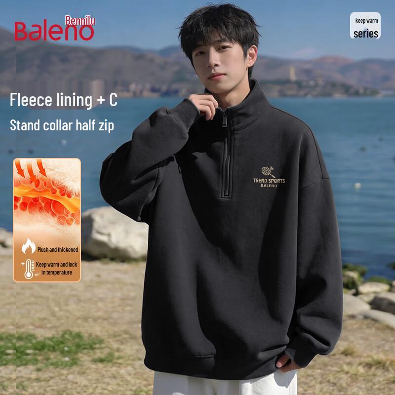 Baleno Men s Fleece-Lined Half-Zip Stand Collar Sweatshirt XL