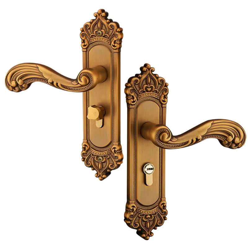Rod Type Door Handle with Three Keys, Used for Vintage Interior Door Latches In Offices or Front Doors Door Handles