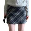 Plus Size Retro Plaid Woolen A-line Skirt for Pear-Shaped Women - Hip-Covering, Slimming Short Skirt for Autumn/Winter