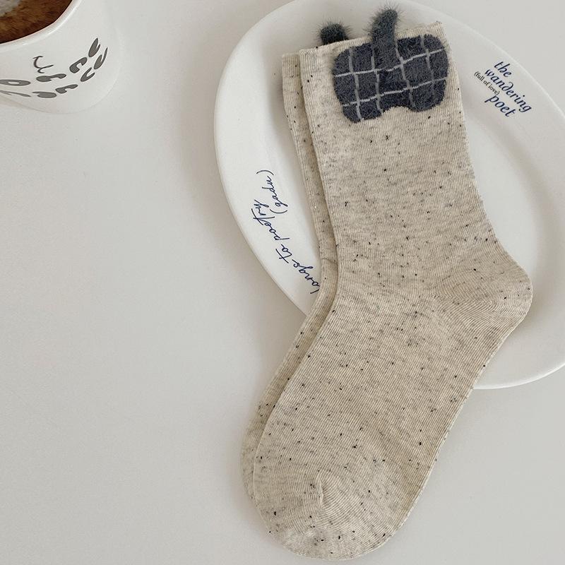 

Осенне-зимние женские носки из точечной пряжи, милые плюшевые носки до середины икры, толстые женские носки, хлопковые носки без косточек, женские носки для сна 1 pair