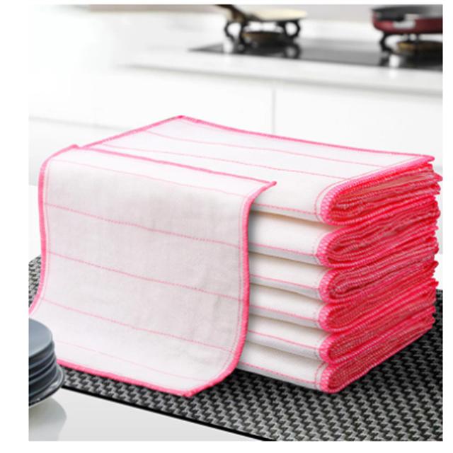 10/20PCS Kitchen Daily Dish Towel 5-layer Pure Cotton Cloth Thickened Absorbent Kitchen Cleaning Cloth Scouring Pad