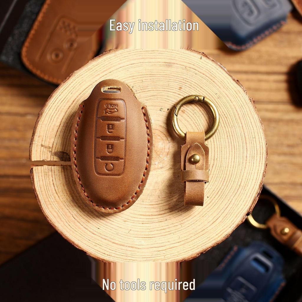 Genuine Leather Handmade Car Key Cover for Nissan