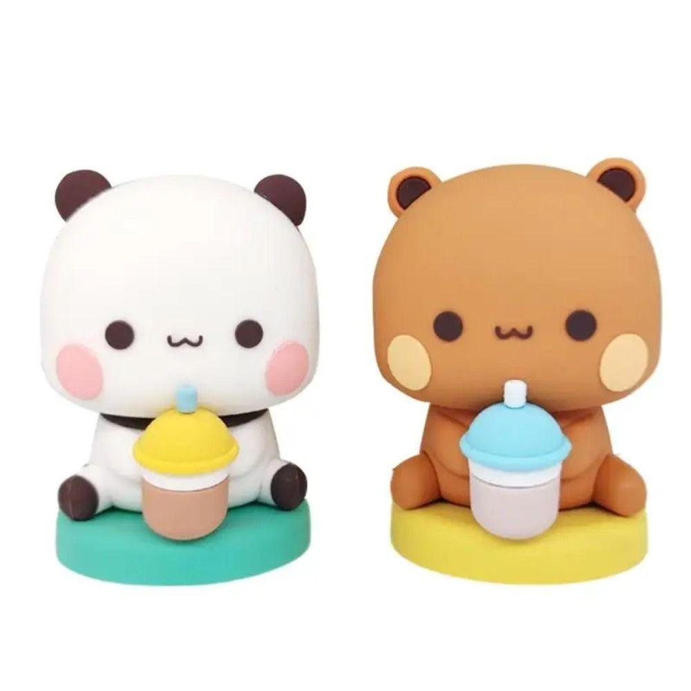 

Anime Figure Panda Bubu Dudu Figure Doll Bear Bear Toy Figurines Desktop Decor коричневий