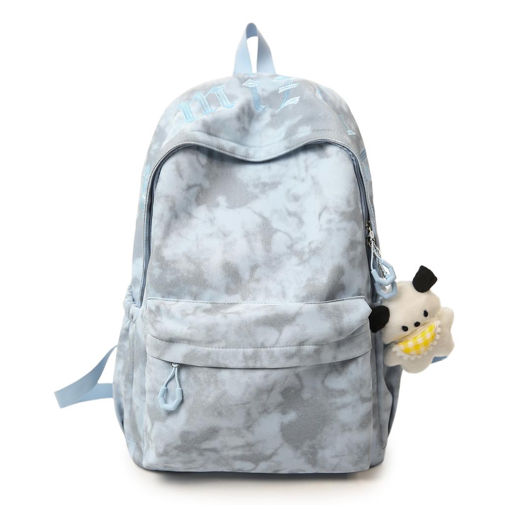 Schultasche Neue Mittel- und Oberschul-Schultasche Lässiger Bestickter Rucksack Universitätsrucksack Puppenanhänger Große Kapazität Lässige Pendlertasche
