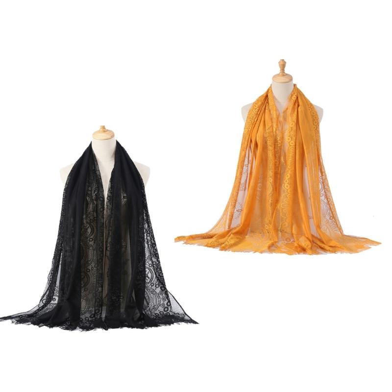 Elegant Lace Shawl Wrap For Evening Party Wedding Formal Event Flower Pattern Scarf With Tassels And Seethrough Design