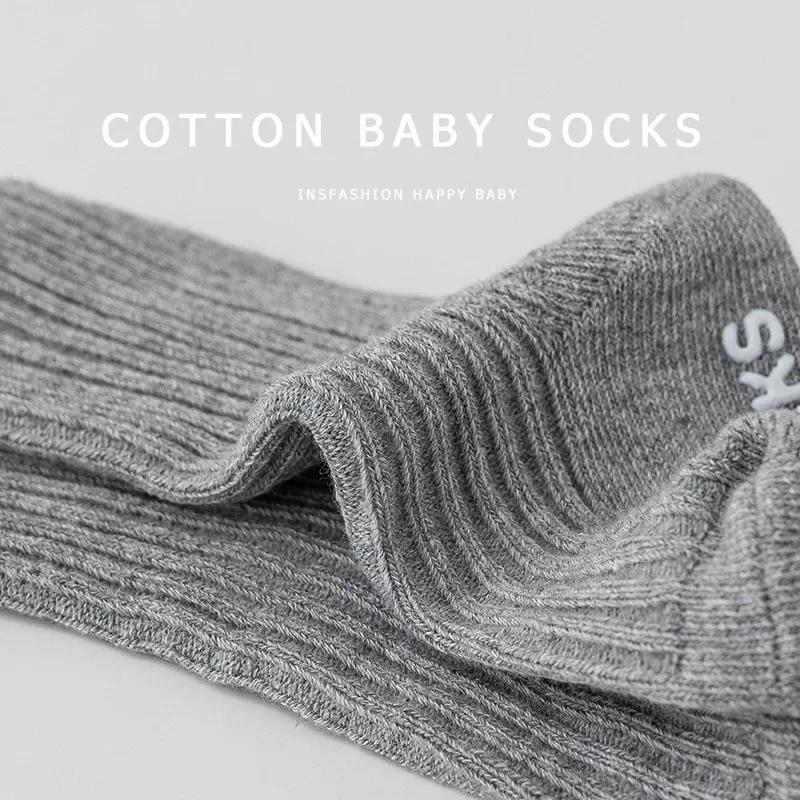 Sporty Fashion Baby Sock for Boy Girl Simplicity Black White Grey Color Non-slip Floor Sock Autumn Toddler First Walker Sock